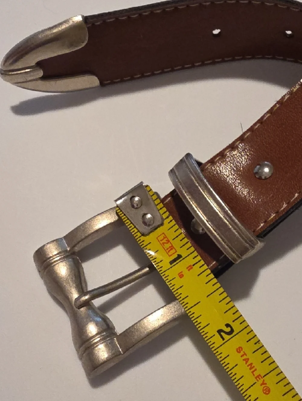 Brown Western Belt with Silver-Tone Buckle